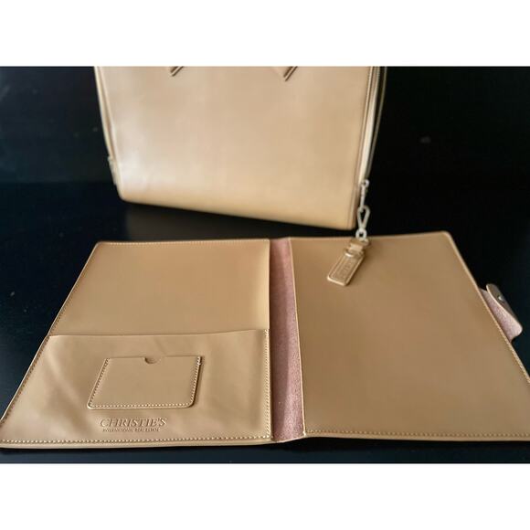 Women's Tan Leather Attache/Briefcase w/Matching Leather Portfolio - Picture 9 of 16